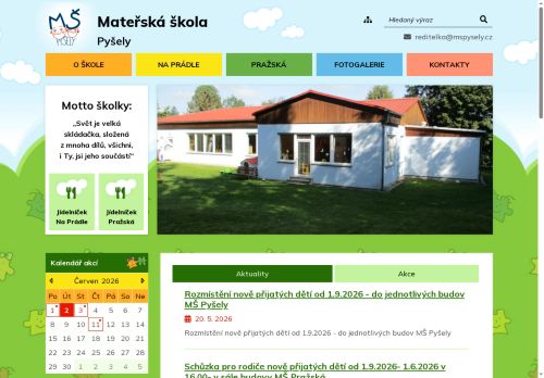 Webové stránky Mateřská škola Pyšely, okres Benešov, Pyšely