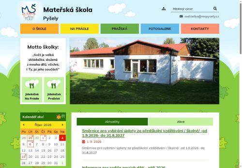 Mateřská škola Pyšely, okres Benešov nabízí práci na pozici Učitel/ka mateřská škola v obci Pyšely