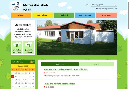 Mateřská škola Pyšely, okres Benešov nabízí práci na pozici Učitel/ka mateřské školy v obci Pyšely