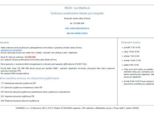 Praktický lékař pro dospělé - I. Všeobecná poliklinika Kladno - MUDr. Iva Mádlová