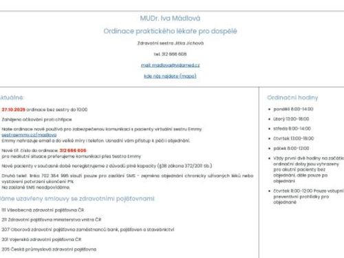 Praktický lékař pro dospělé - I. Všeobecná poliklinika Kladno - MUDr. Iva Mádlová