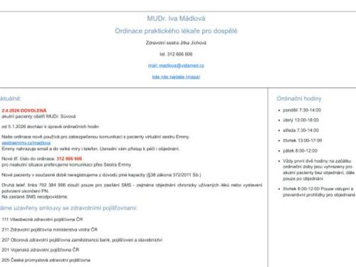 Praktický lékař pro dospělé - I. Všeobecná poliklinika Kladno - MUDr. Iva Mádlová