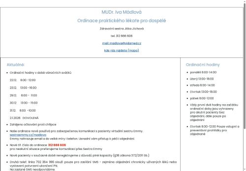 Zobrazit webové stránky Praktický lékař pro dospělé - I. Všeobecná poliklinika Kladno - MUDr. Iva Mádlová