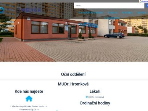 Oční ordinace - I. Všeobecná poliklinika Kladno - MUDr. Hromková, MUDr. Šuttová