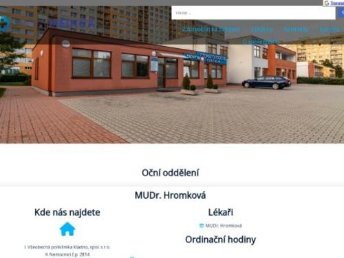 Oční ordinace - I. Všeobecná poliklinika Kladno - MUDr. Hromková, MUDr. Šuttová
