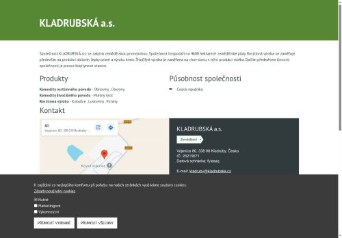 KLADRUBSKÁ a.s. nabízí práci na pozici Obsluha posklizňové linky v obci Mlečice