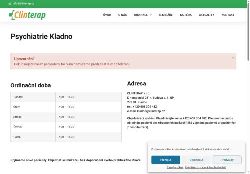 Zobrazit webové stránky Psychiatrická ambulance Clinterap - I. Všeobecná poliklinika Kladno