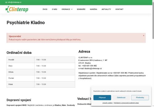 Zobrazit webové stránky Psychiatrická ambulance Clinterap - I. Všeobecná poliklinika Kladno