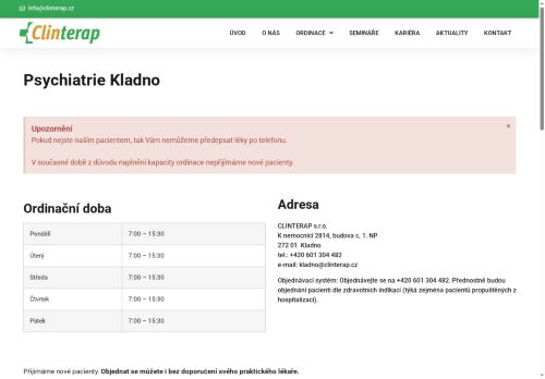Zobrazit webové stránky Psychiatrická ambulance Clinterap - I. Všeobecná poliklinika Kladno