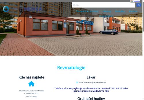 Zobrazit webové stránky Revmatologie - I. Všeobecná poliklinika Kladno - MUDr. Marie Votýpková-Pechová