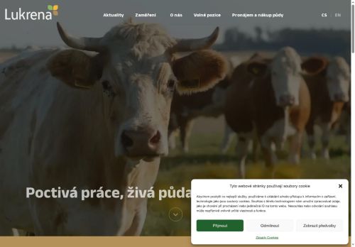 Webové stránky LUKRENA a.s., Řenče