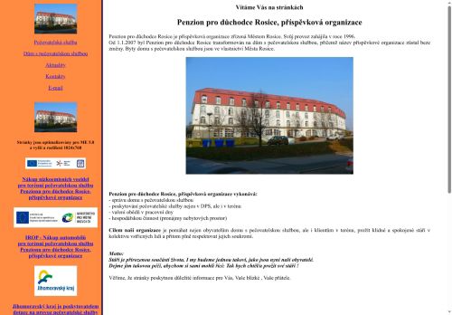 Webové stránky Penzion pro důchodce Rosice, příspěvková organizace, Rosice
