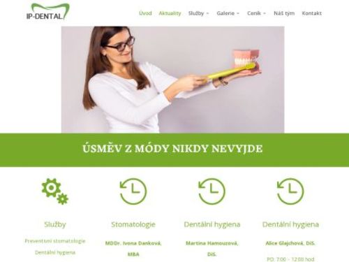 Stomatologie - IP-DENTAL - Poliklinika Kladno (ul. Unhošťská) - MDDr. Ivona Petrlíková, MBA, MDDr. Helena Hakoš Picková, MDDr. Zuzana Březinová