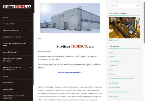 Strojírna TEDESCO, a.s. nabízí práci na pozici Operátor/ka CNC strojů v obci Buštěhrad