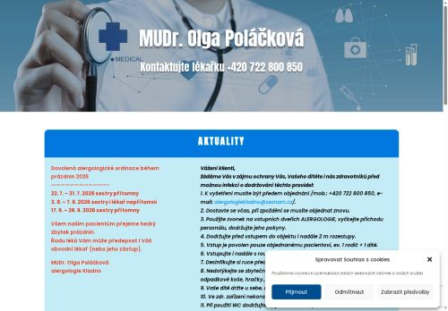 Zobrazit webové stránky Alergologie, imunologie, pediatrie - Poliklinika Kladno (ul. Unhošťská) - MUDr. Olga Poláčková