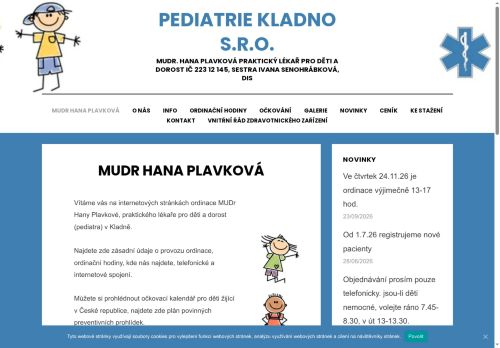 Zobrazit webové stránky Praktický lékař pro děti a dorost - Poliklinika Kladno (ul. Unhošťská) - MUDr. Hana Plavková
