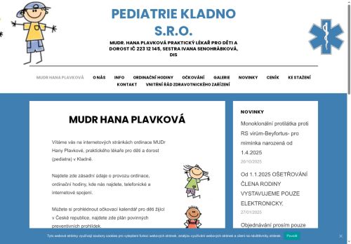 Zobrazit webové stránky Praktický lékař pro děti a dorost - Poliklinika Kladno (ul. Unhošťská) - MUDr. Hana Plavková