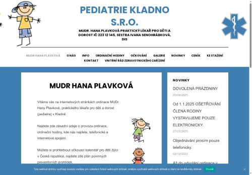 Zobrazit webové stránky Praktický lékař pro děti a dorost - Poliklinika Kladno (ul. Unhošťská) - MUDr. Hana Plavková