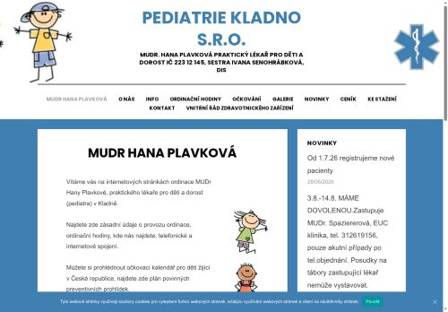 Zobrazit webové stránky Praktický lékař pro děti a dorost - Poliklinika Kladno (ul. Unhošťská) - MUDr. Hana Plavková