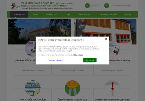 Webové stránky Základní škola Škvorec, okres Praha - východ, Škvorec