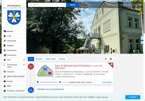 Webové stránky Mateřská škola Středokluky, příspěvková organizace, Středokluky