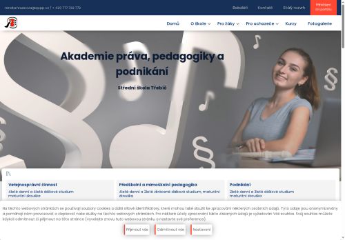 Webové stránky Akademie práva, pedagogiky a podnikání, s.r.o., Třebíč