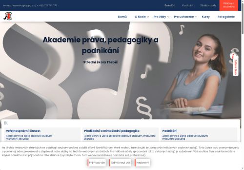 Webové stránky Akademie práva, pedagogiky a podnikání, s.r.o. Střední škola Třebíč, Třebíč