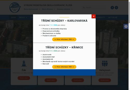 Webové stránky Střední průmyslová škola dopravní, Plzeň, Karlovarská 99, Plzeň