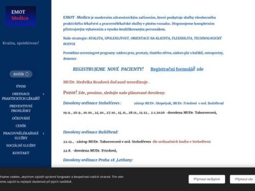 Praktický lékař pro dospělé EMOT Medico - MUDr. Yaroslav Shepelyak, MUDr. Anna Taborovcová