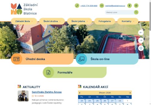 Webové stránky Základní škola Blatnice, okres Plzeň-sever, příspěvková organizace, Blatnice