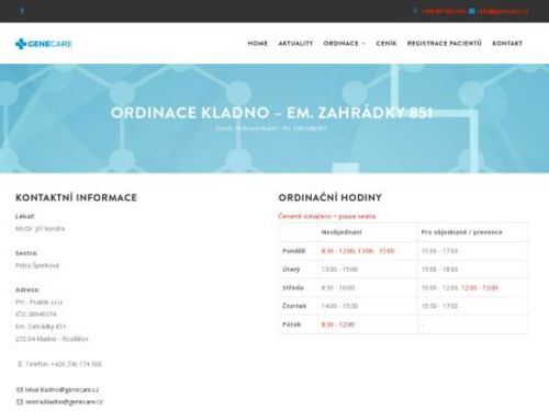 Praktický lékař pro dospělé GENECARE- MUDr. Jiří Vondra, MUDr. Laura Šímová