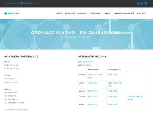 Praktický lékař pro dospělé GENECARE- MUDr. Jiří Vondra, MUDr. Laura Šímová