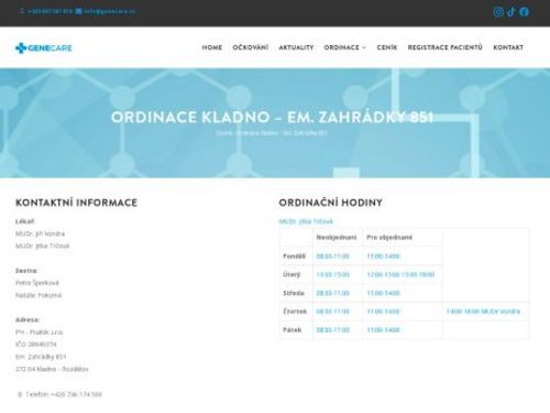 Praktický lékař pro dospělé GENECARE- MUDr. Jiří Vondra, MUDr. Laura Šímová