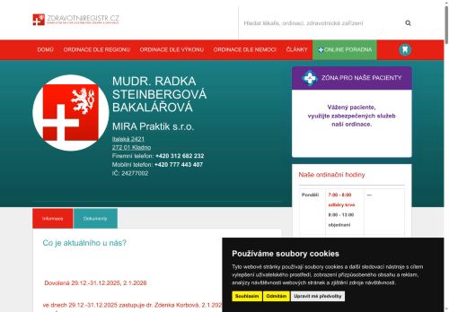 Zobrazit webové stránky Praktický lékař pro dospělé MIRA Praktik s.r.o. - MUDr. Radka Steinbergová Bakalářová