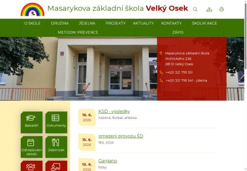 Webové stránky Masarykova základní škola Velký Osek, okres Kolín, Velký Osek