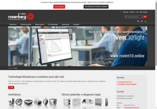 Webové stránky Rosenberg s. r. o., Klenčí pod Čerchovem