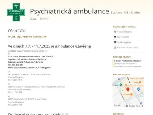 Psychiatrická ambulance - Ordinace Saskova - MUDr. Mgr. Antonín Wimberský