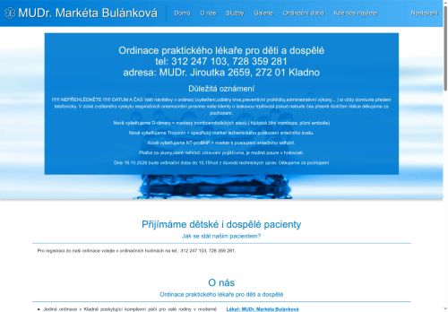 Zobrazit webové stránky Praktický lékař pro děti a dospělé - MUDr. Markéta Bulánková