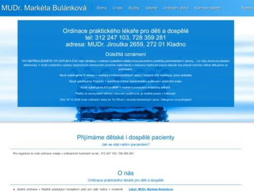 Praktický lékař pro děti a dospělé - MUDr. Markéta Bulánková