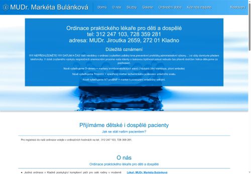 Zobrazit webové stránky Praktický lékař pro děti a dospělé - MUDr. Markéta Bulánková