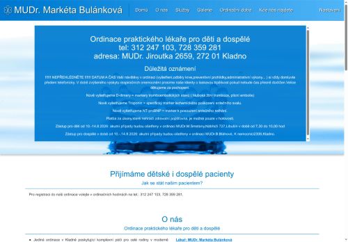 Zobrazit webové stránky Praktický lékař pro děti a dospělé - MUDr. Markéta Bulánková