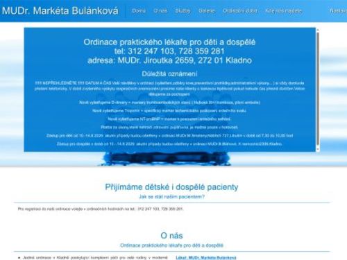 Praktický lékař pro děti a dospělé - MUDr. Markéta Bulánková