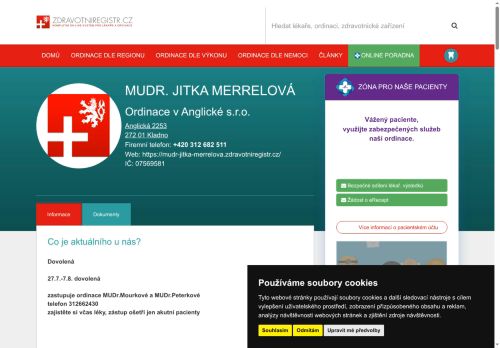 Zobrazit webové stránky Praktický lékař pro dospělé - MUDr. Jitka Merrelová