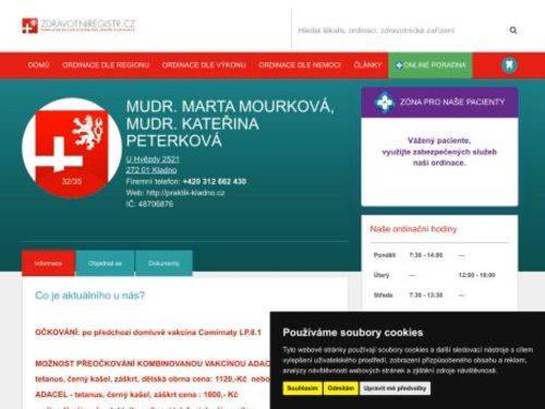 Praktický lékař pro dospělé - MUDr. Marta Mourková, MUDr. Kateřina Peterková