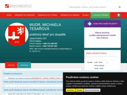Praktický lékař pro dospělé - MUDr. Michaela Tesařová