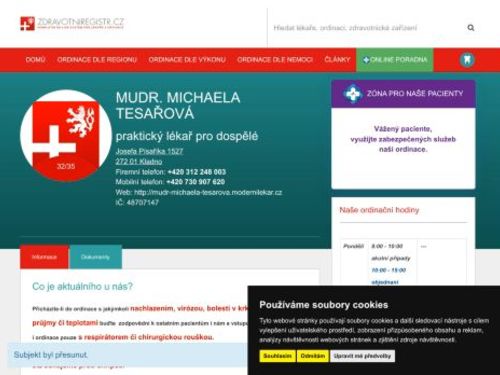Praktický lékař pro dospělé - MUDr. Michaela Tesařová