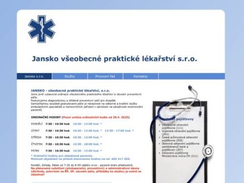 JANSKO všeobecné praktické lékařství s.r.o. - MUDr. Jan Škoda, MUDr. Jan Lukša, MUDr. Kateřina Procházková