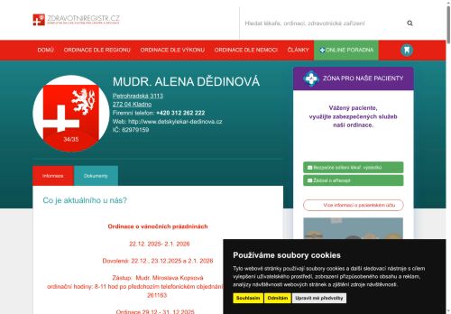 Zobrazit webové stránky Praktický lékař pro děti a dorost - MUDr. Alena Dědinová