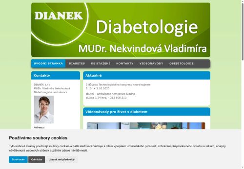 Zobrazit webové stránky Diabetologie DIANEK s.r.o. - MUDr. Vladimíra Nekvindová