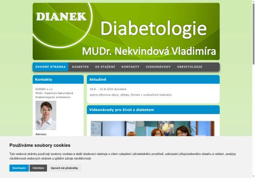 Zobrazit webové stránky Diabetologie DIANEK s.r.o. - MUDr. Vladimíra Nekvindová